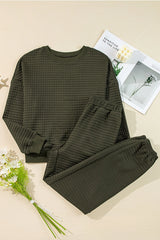 Olive Textured Jogger Set