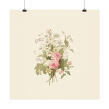Vintage Roses Textured Watercolor Matte Poster