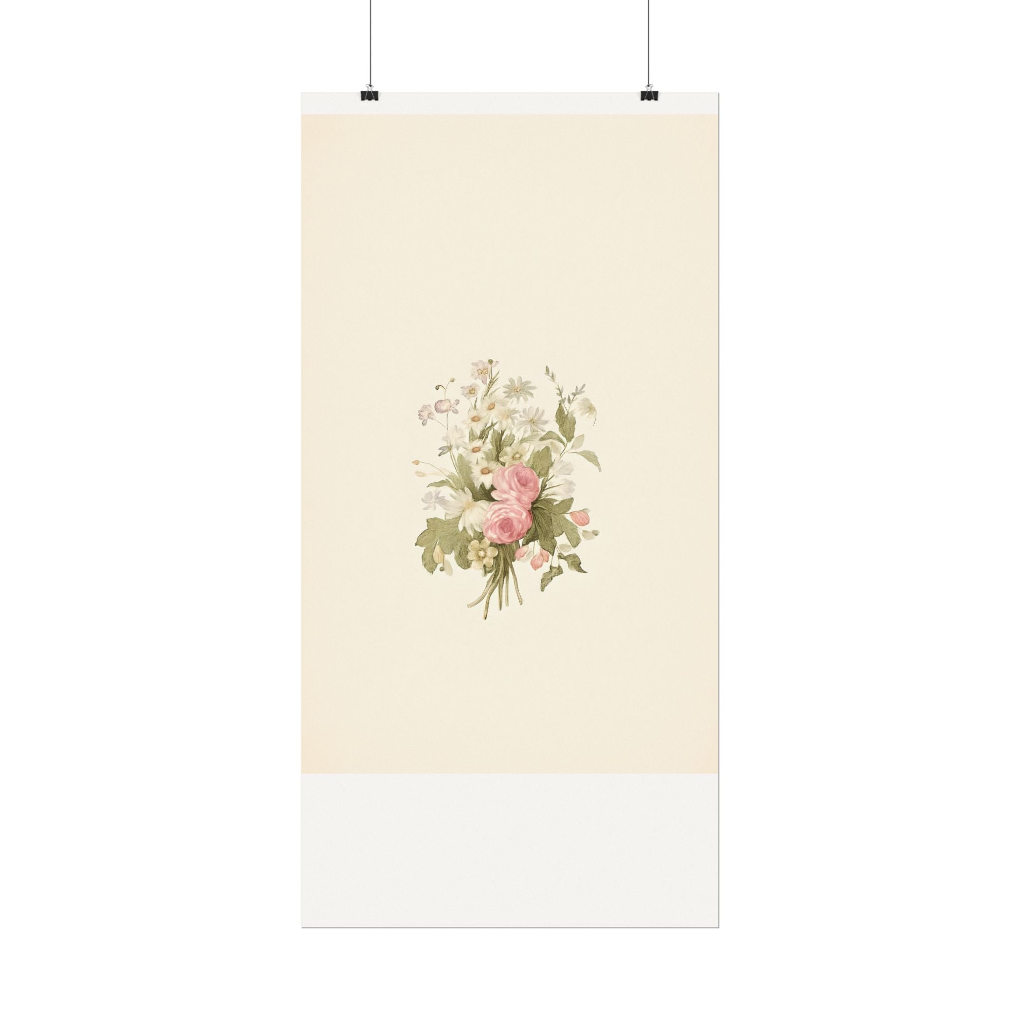 Vintage Roses Textured Watercolor Matte Poster