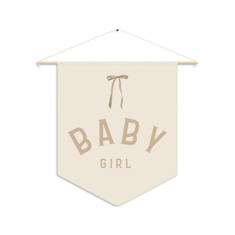 Custom Baby Girl Pennant Banner Baby Girl Tan Font/Light Peach | Custom Name Nursery Pennant Banner