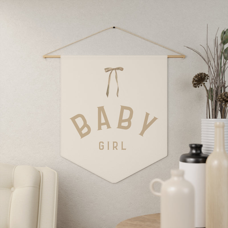 Custom Baby Girl Pennant Banner Baby Girl Tan Font/Light Peach | Custom Name Nursery Pennant Banner