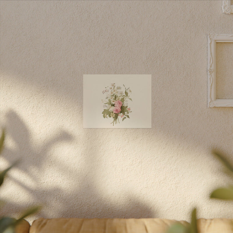 Vintage Roses Textured Watercolor Matte Poster