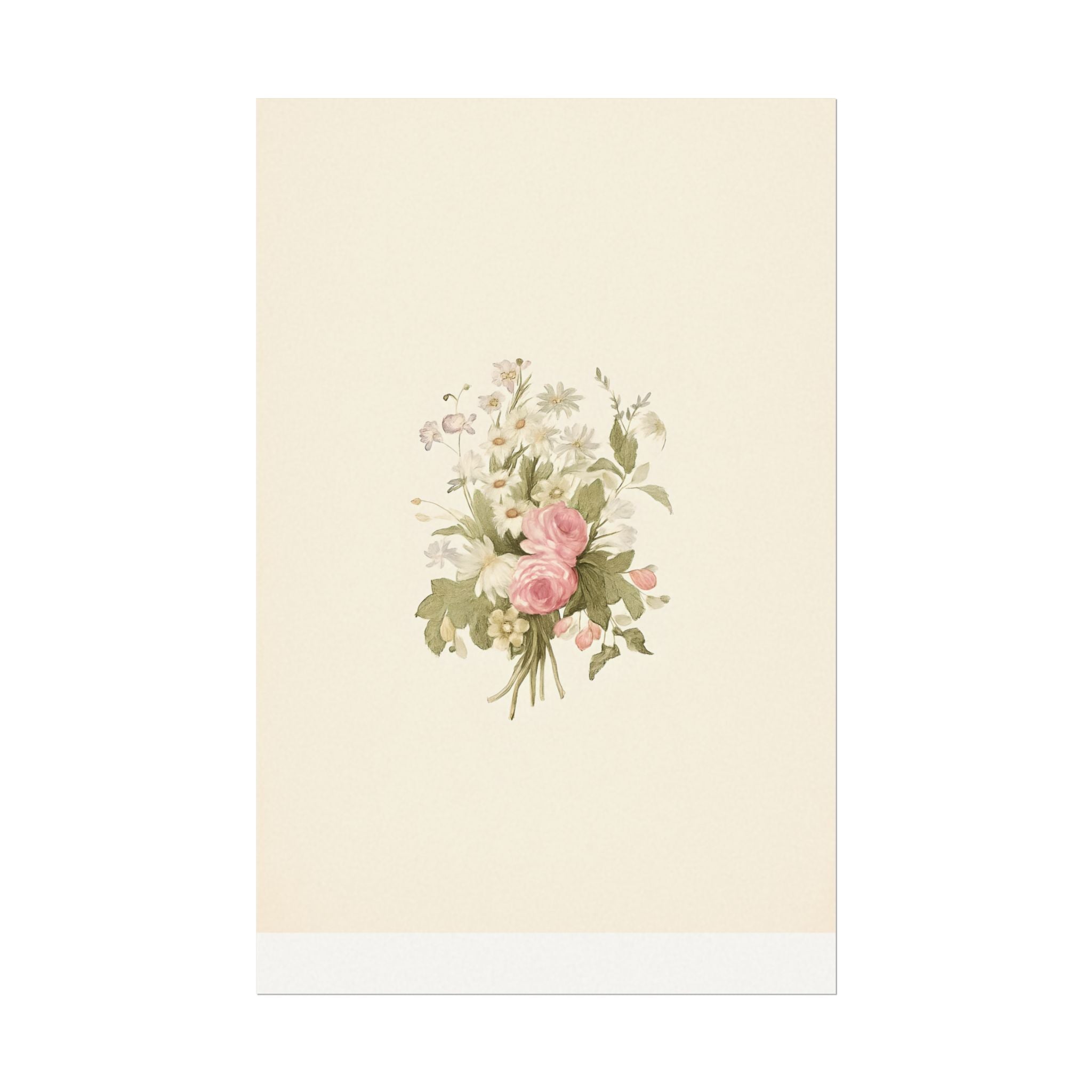 Vintage Roses Textured Watercolor Matte Poster