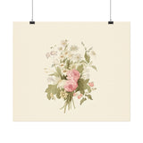 Vintage Roses Textured Watercolor Matte Poster