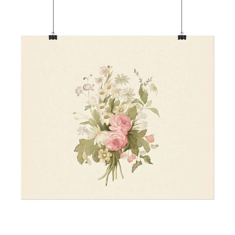 Vintage Roses Textured Watercolor Matte Poster