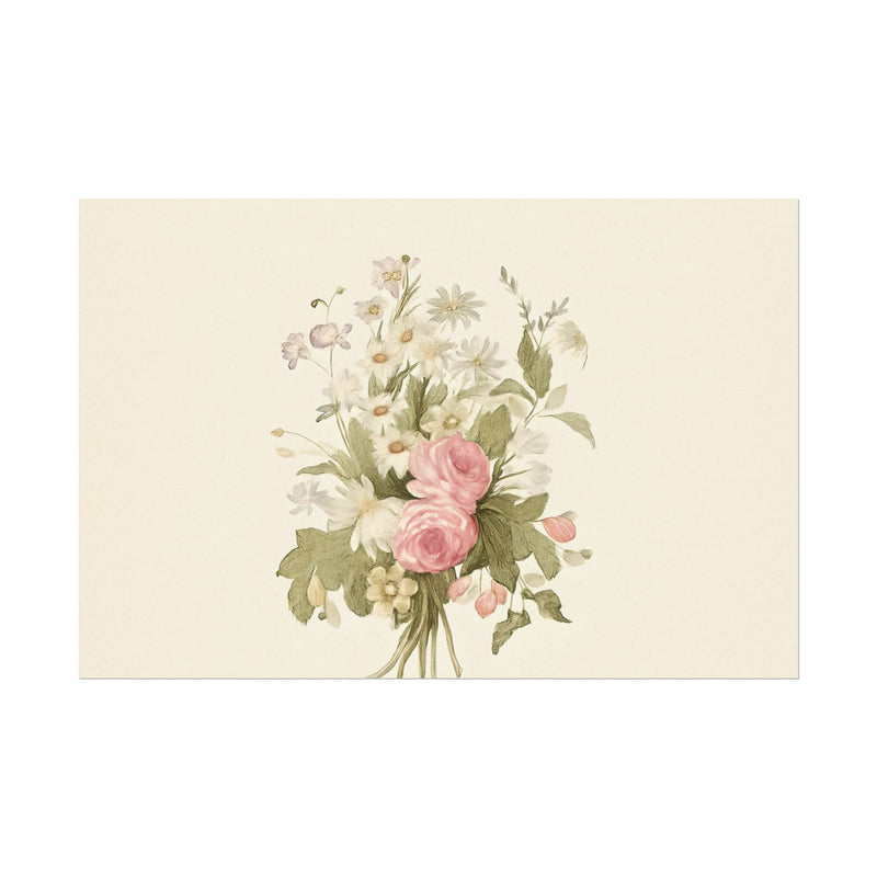 Vintage Roses Textured Watercolor Matte Poster