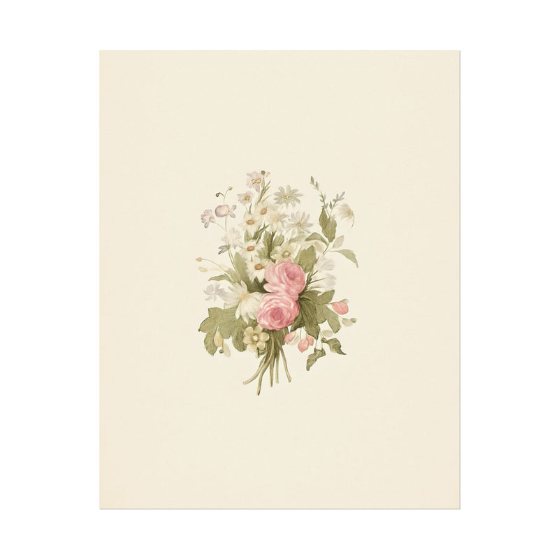 Vintage Roses Textured Watercolor Matte Poster