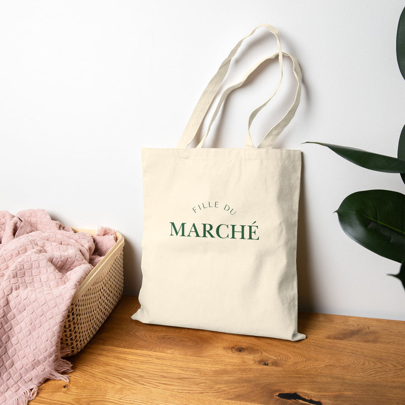 Eco-Friendly Cotton Canvas Tote Bag  Fille du marché – Perfect for Markets, Shopping, Gifts, and Everyday Use
