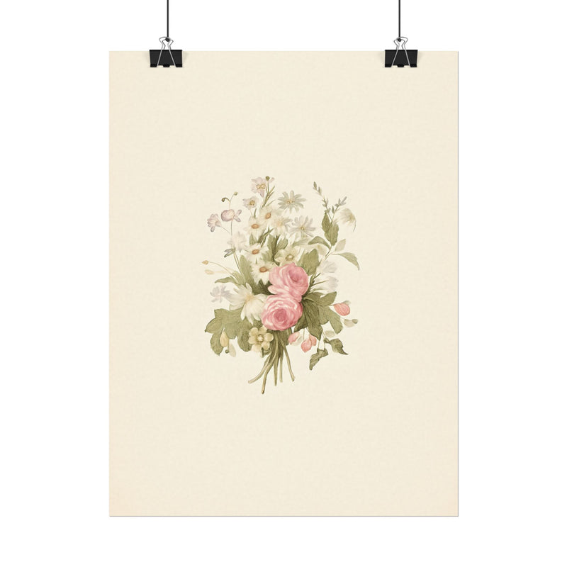 Vintage Roses Textured Watercolor Matte Poster