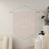 Custom Baby Girl Pennant Banner in Blush/Cream Font | Custom Name Nursery Pennant Banner