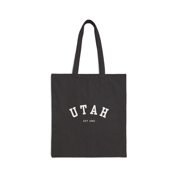 Utah Cotton Canvas Tote Bag in Black , Eco-Friendly Shopping Bag, Gift for Travelers, Reusable Grocery Bag