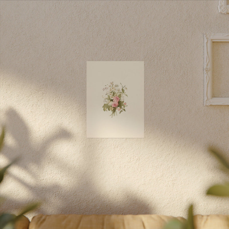 Vintage Roses Textured Watercolor Matte Poster