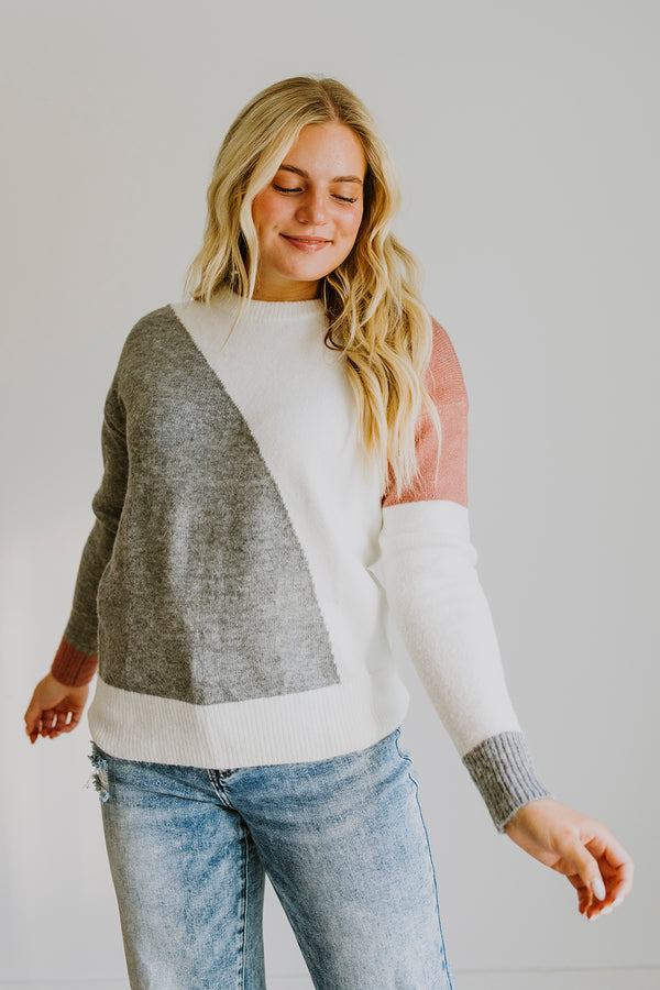 Colorblock Sweater and Grey and Mauve