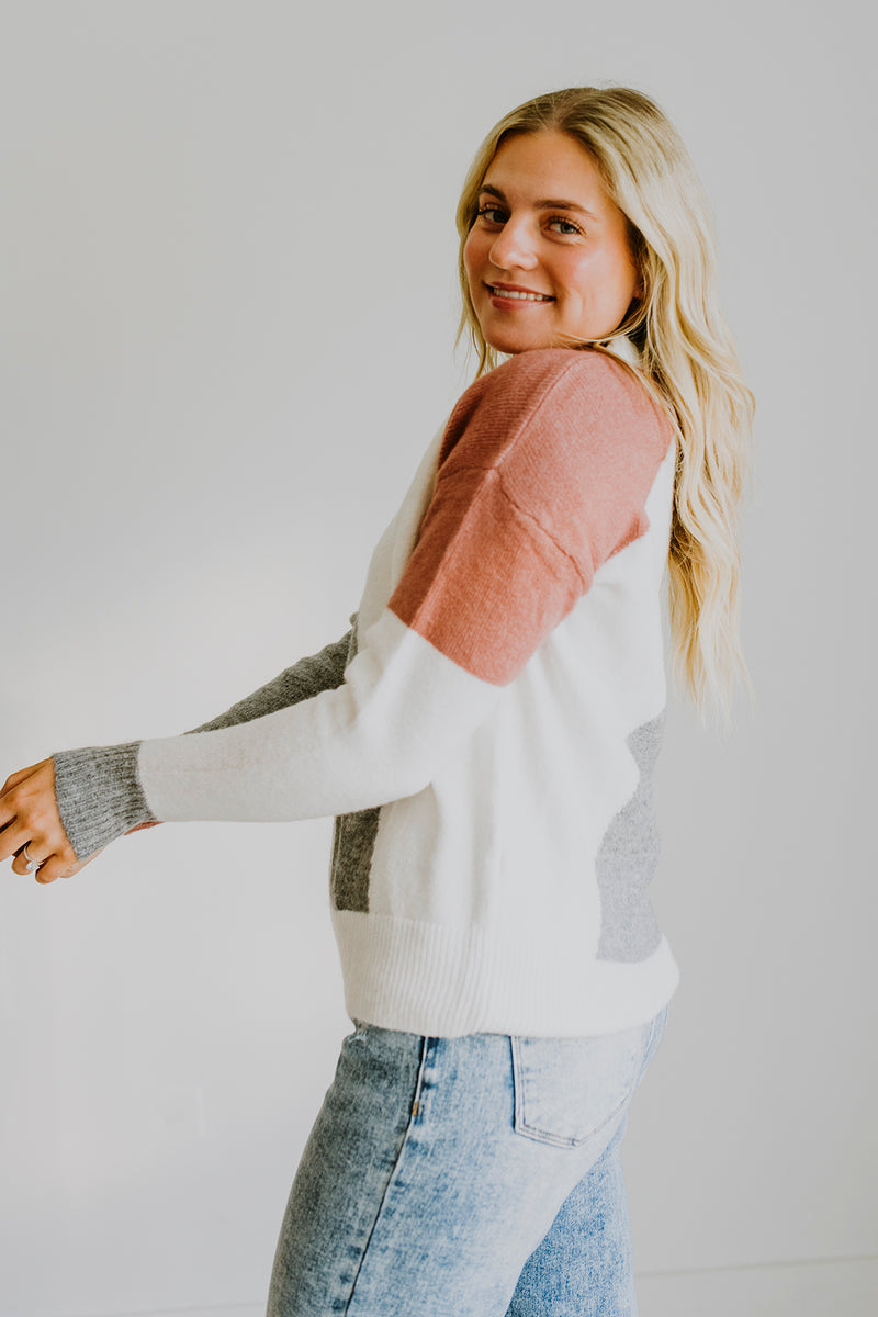 Colorblock Sweater and Grey and Mauve