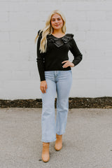 Black Ruffled Top