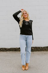 Black Ruffled Top