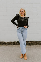 Black Ruffled Top