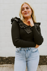 Black Ruffled Top