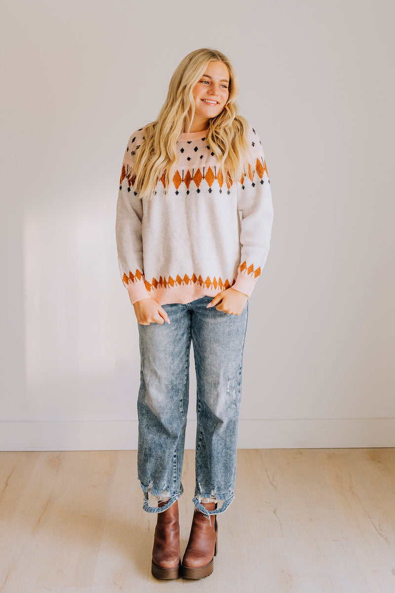 Geometric Raglan Sweater