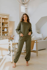 Olive Textured Jogger Set