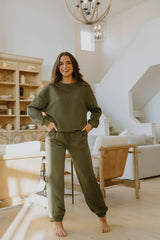 Olive Textured Jogger Set