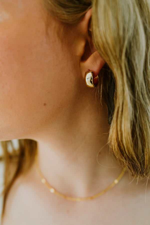 Minimalist 24K Gold Filled Thick Huggie Hoop Earrings