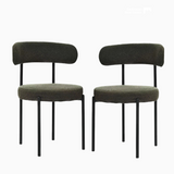 Set of 2 Mid-Century Modern Bouclé Dining Chairs – Textured Neutral Upholstery | Blush Lane Home-0