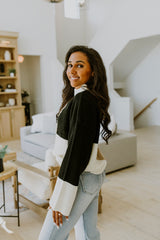 MOCK NECK COLORBLOCK SWEATER