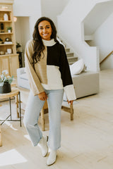MOCK NECK COLORBLOCK SWEATER