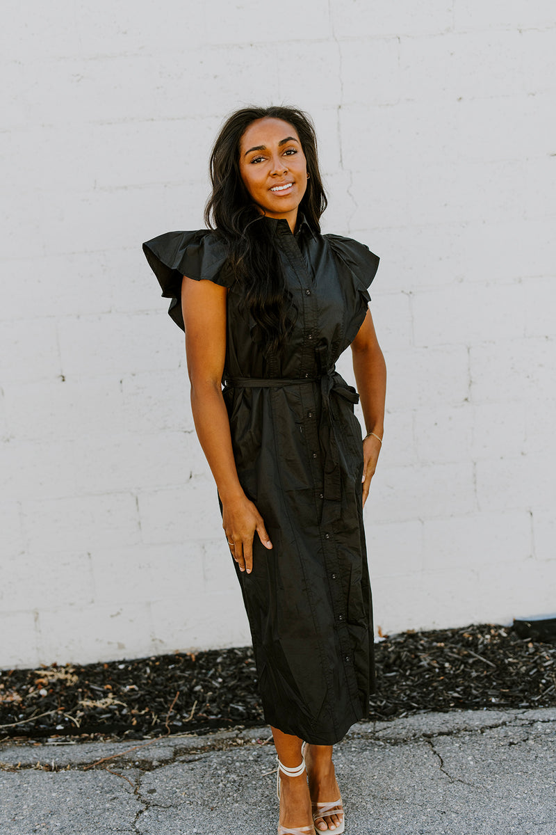 Flutter Sleeve Midi Dress