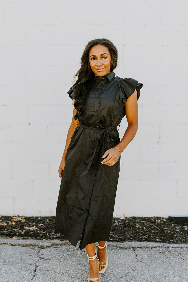 Flutter Sleeve Midi Dress