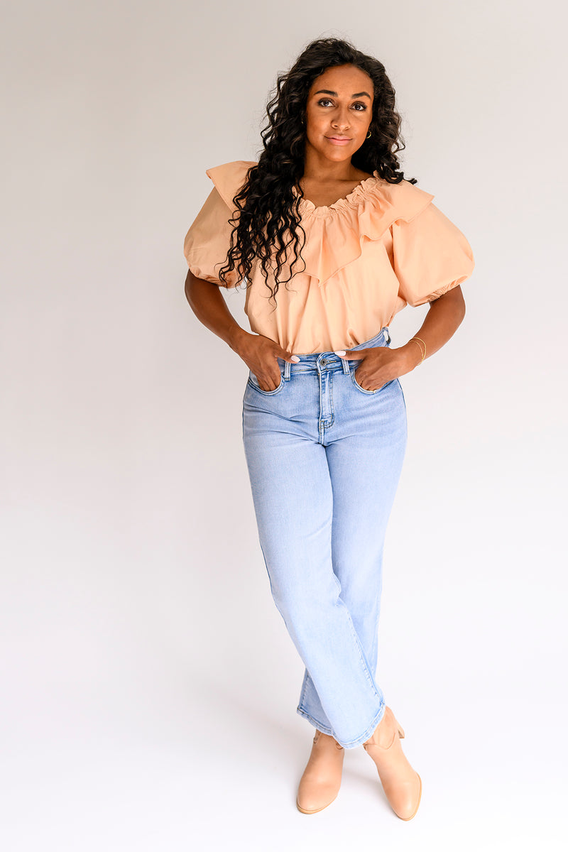 Peach Ruffle Blouse