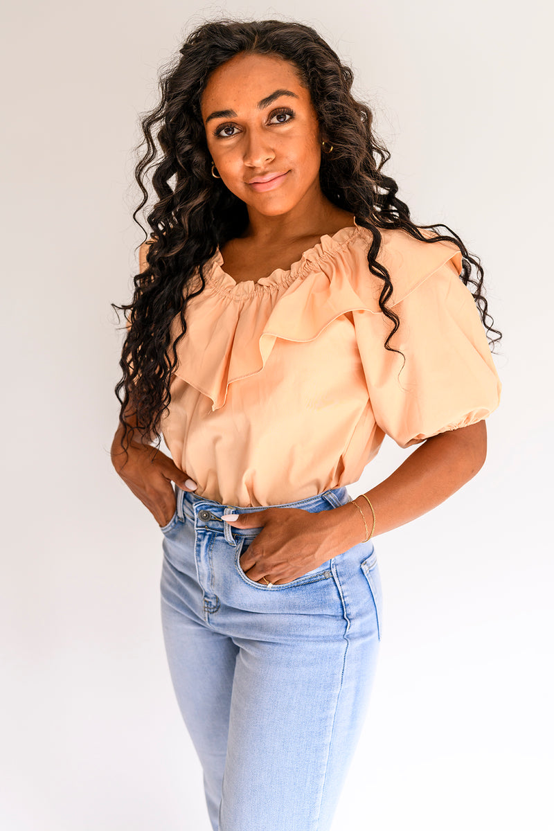 Peach Ruffle Blouse