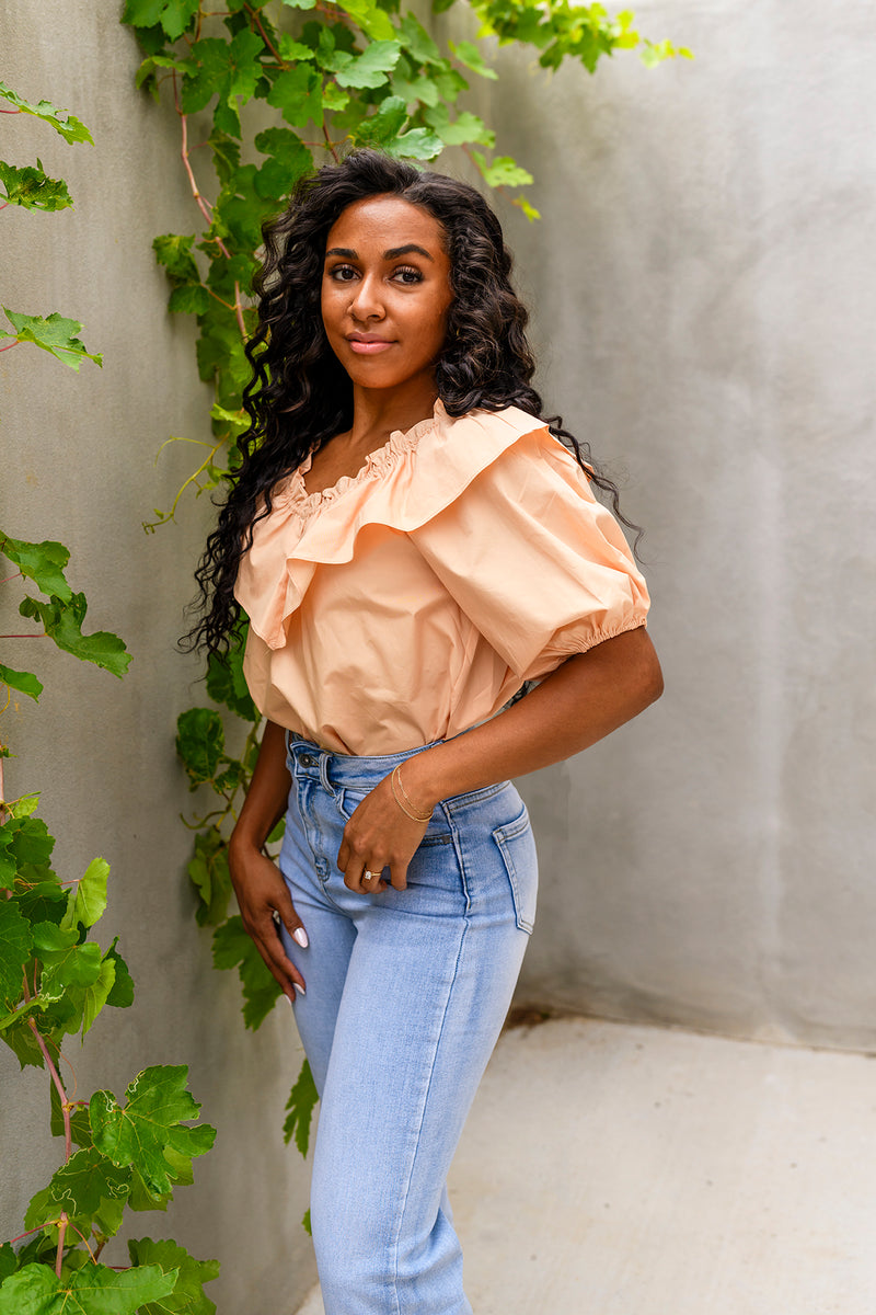 Peach Ruffle Blouse