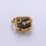 16K Gold Filled Rose Quartz, Labradorite Gemstone Molten Drip Ring