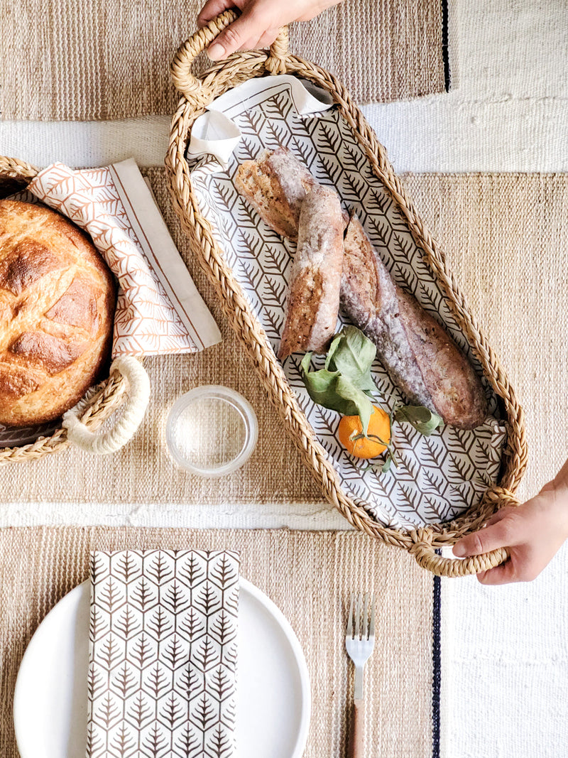 Woven Breadbasket with Natural Handle-1