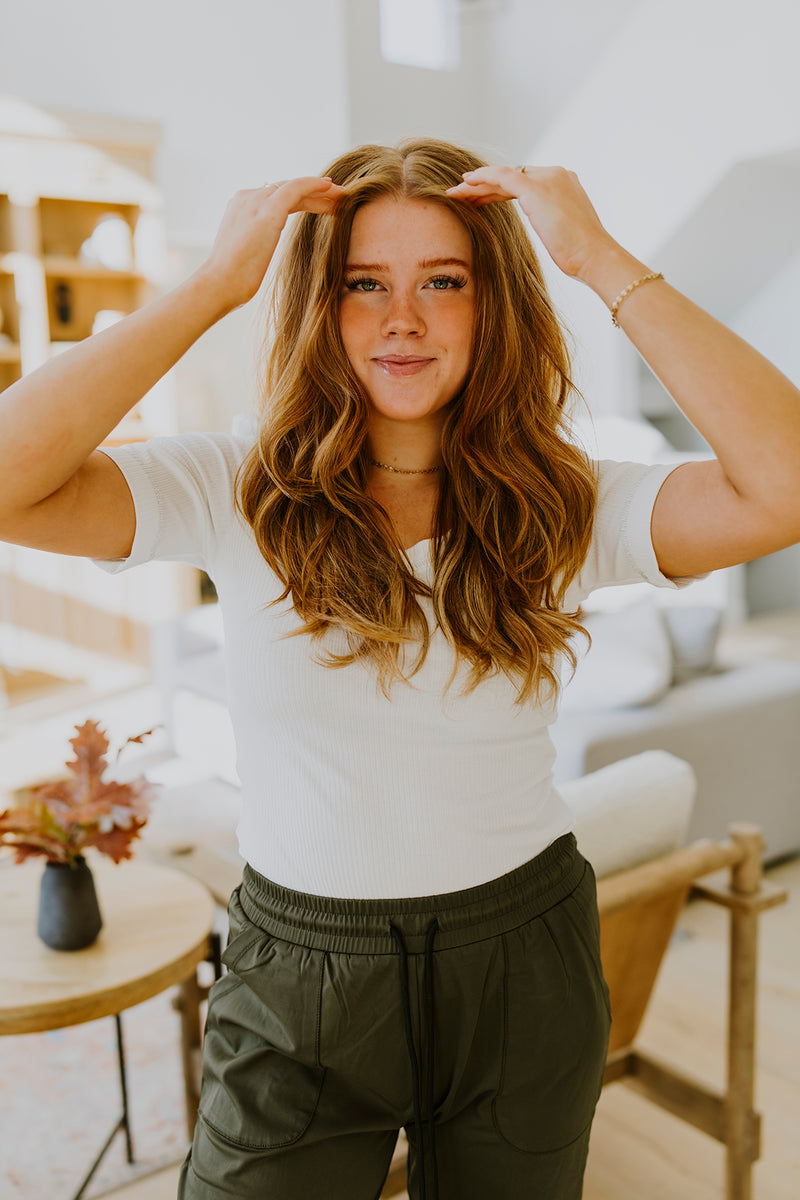 Ribbed White Top