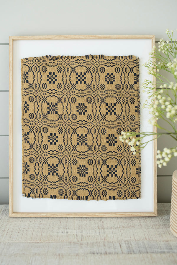 "Framed vintage-inspired textile artwork in yellow and blue upholstery fabric"

"Mid-century modern textile wall art – blue and yellow fabric"

"Boho eclectic framed wall decor made from vintage upholstery textile"