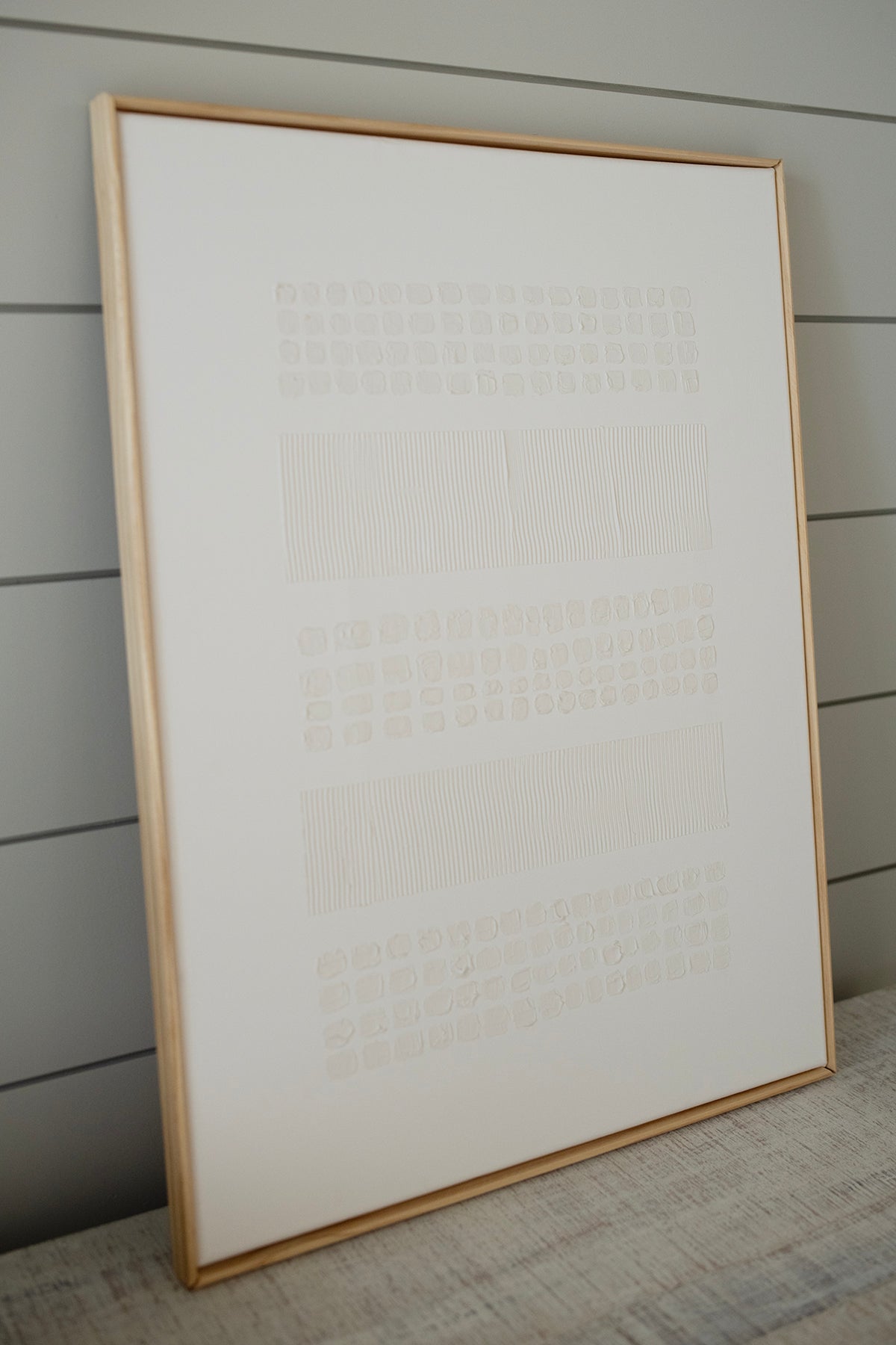 Cream Lines & Dots - 3D Minimalist Abstract Textured Artwork- Wabi Sabi Art