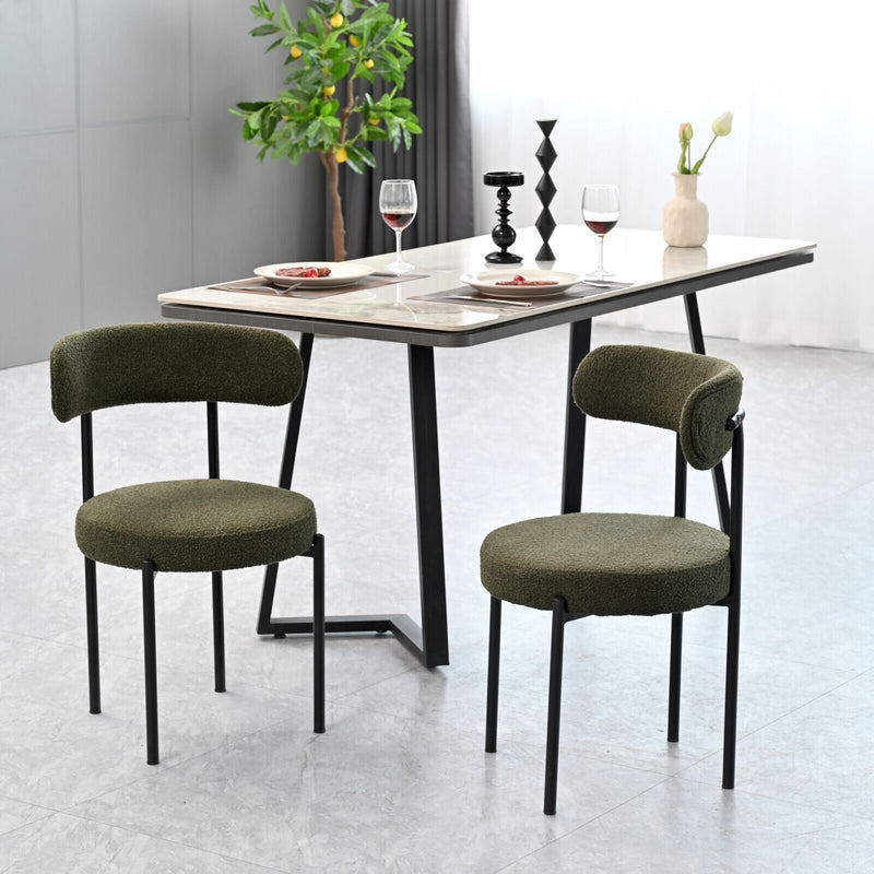 Set of 2 Mid-Century Modern Bouclé Dining Chairs – Textured Neutral Upholstery | Blush Lane Home-1