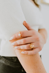 16K Gold Filled Rose Quartz, Labradorite Gemstone Molten Drip Ring