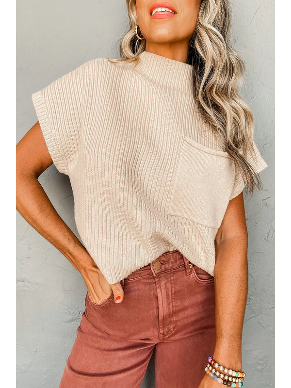 Ribbed Short Sleeve Sweater
