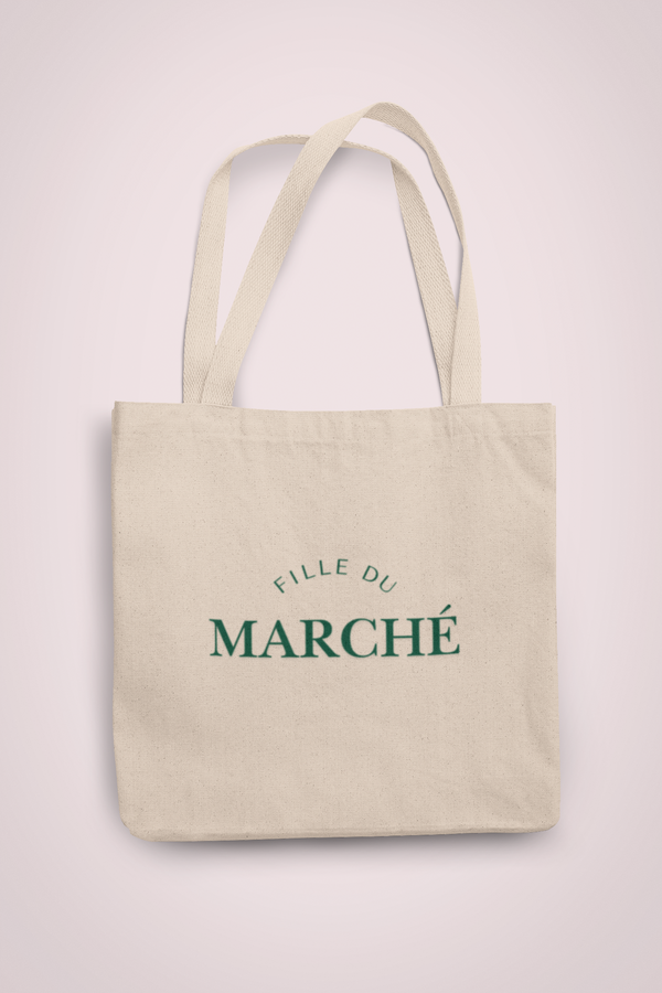 Eco-Friendly Cotton Canvas Tote Bag  Fille du marché – Perfect for Markets, Shopping, Gifts, and Everyday Use