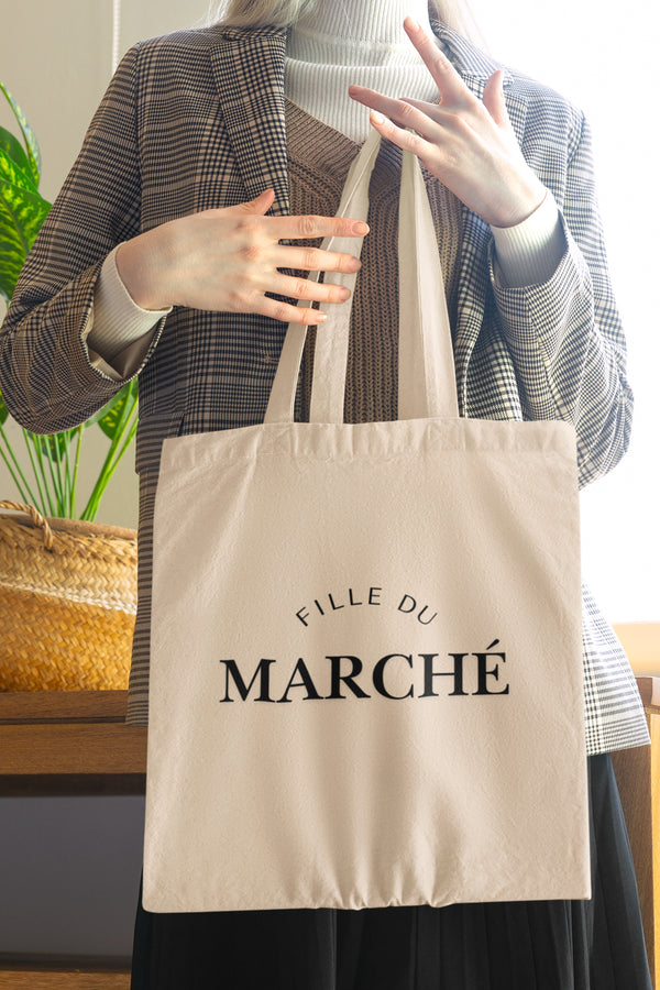 Eco-Friendly Cotton Canvas Tote Bag  Fille du marché – Perfect for Markets, Shopping, Gifts, and Everyday Use