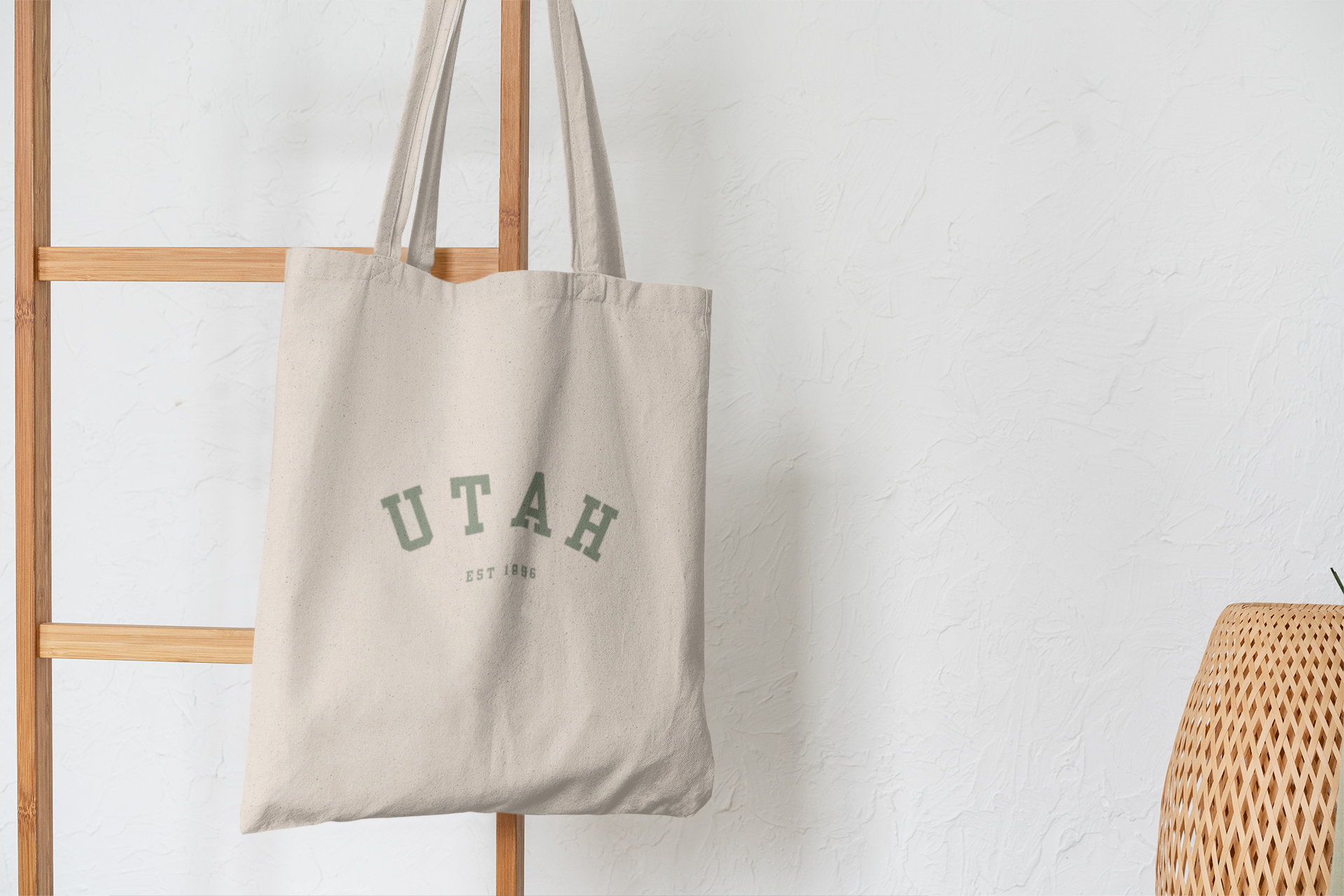 Utah Cotton Canvas Tote Bag in green , Eco-Friendly Shopping Bag, Gift for Travelers, Reusable Grocery Bag