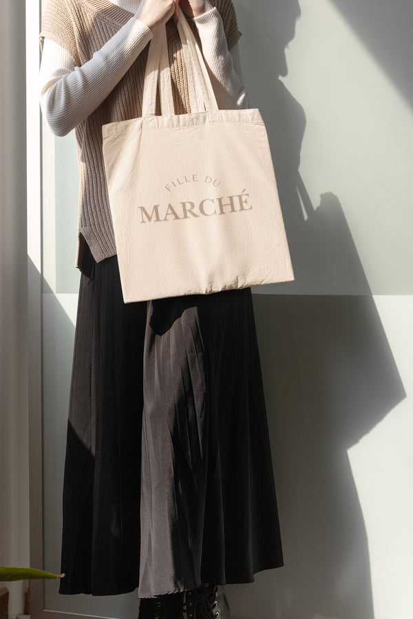 Copy of Eco-Friendly Cotton Canvas Tote Bag  Fille du marché in brown – Perfect for Markets, Shopping, Gifts, and Everyday Use