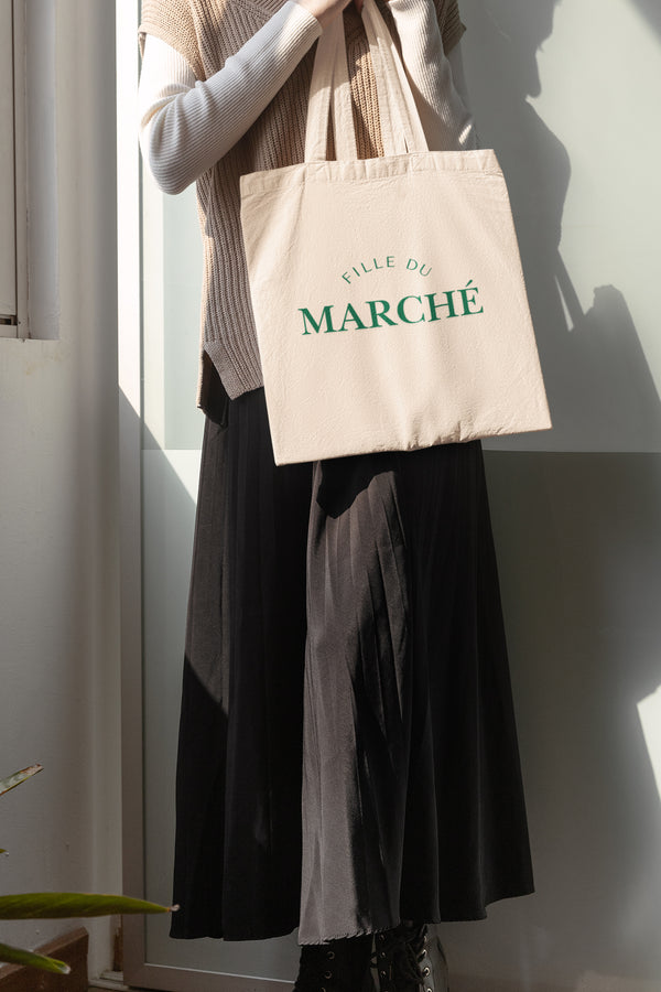 Eco-Friendly Cotton Canvas Tote Bag  Fille du marché – Perfect for Markets, Shopping, Gifts, and Everyday Use
