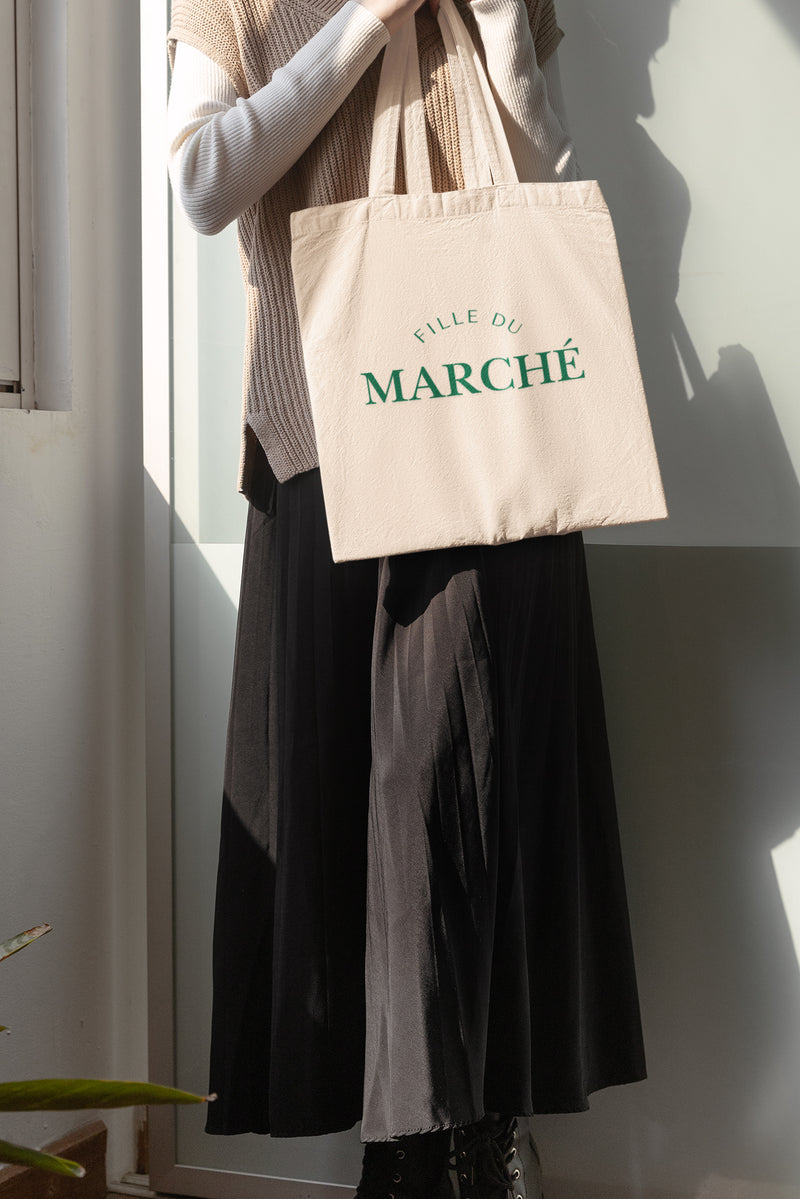 Eco-Friendly Cotton Canvas Tote Bag  Fille du marché – Perfect for Markets, Shopping, Gifts, and Everyday Use
