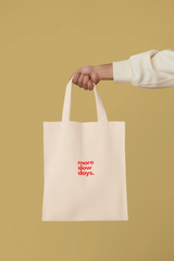 More Slow Days in Red Organic Canvas Tote Bag - Minimalist Eco-Friendly Tote for Everyday Use