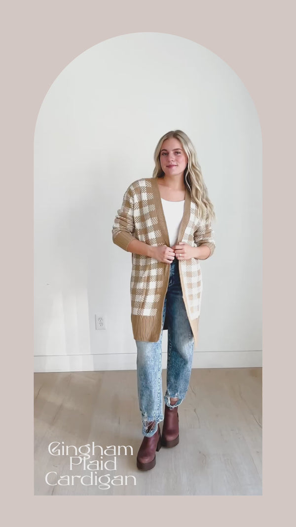 Gingham Plaid Cardigan